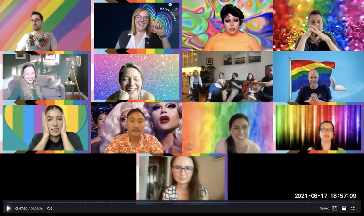 Screenshot of judges reacting to Culture Amp's 2021 lip-sync charity event